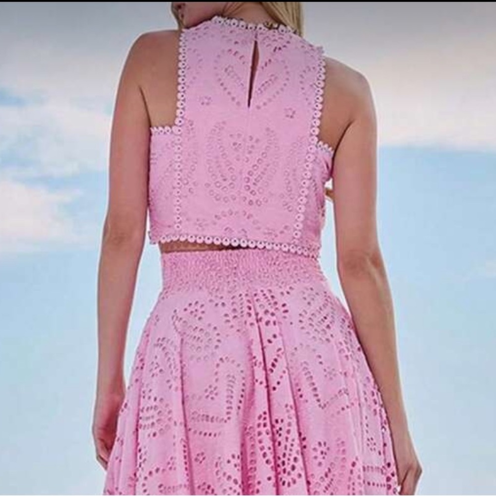 Pink Eyelet Two-Piece Maxi Dress - Picture 2 of 6